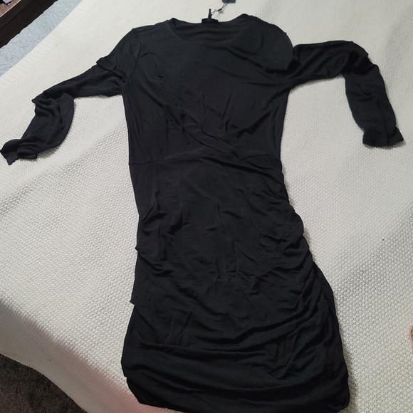 ~NWT~ Rag & Bone dress Holly Drape Ruched Minidress Black Size X-Large - Picture 13 of 16